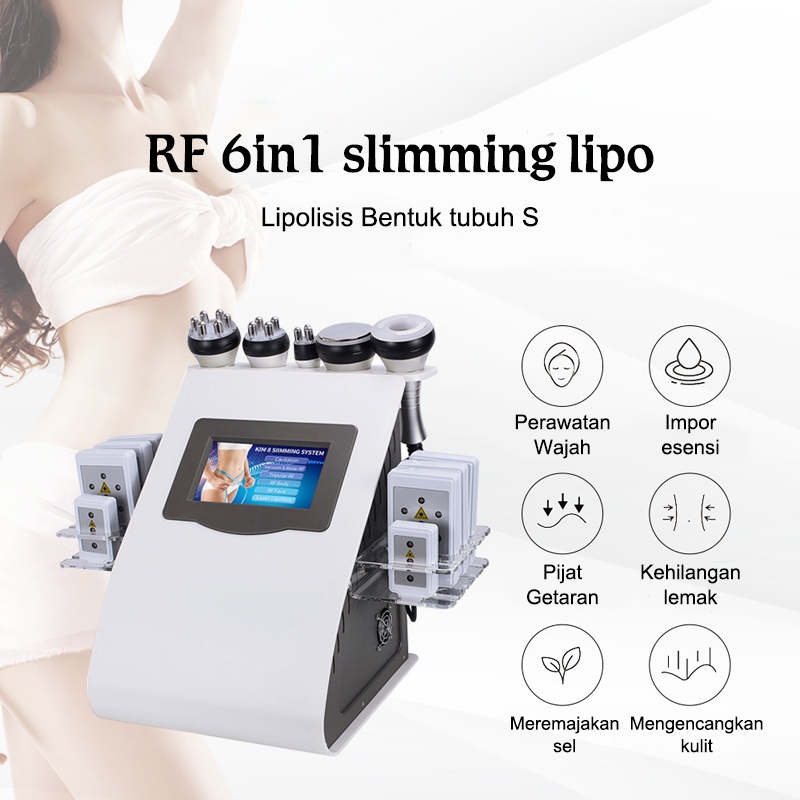 6 in 1 RF Lipolaser 40k Alat rf wajah slimming radio frequency lipo laser cavitasi Pelangsing Badan Alat RF Slimming machine 100% Original[BISA COD]