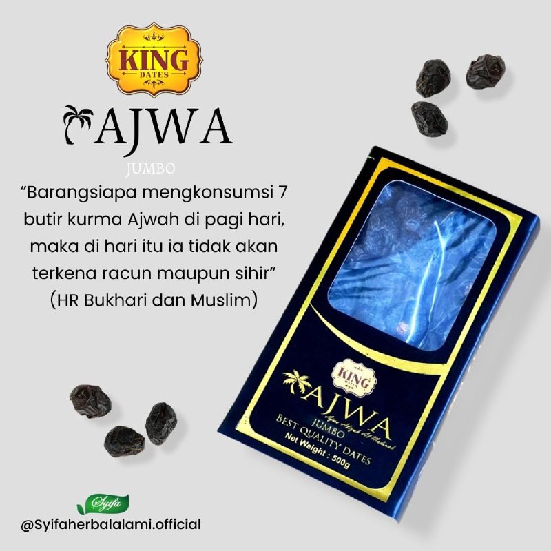 

Kurma Ajwa King Kurma Nabi Jumbo ajwa Kurma Madinah 1kg