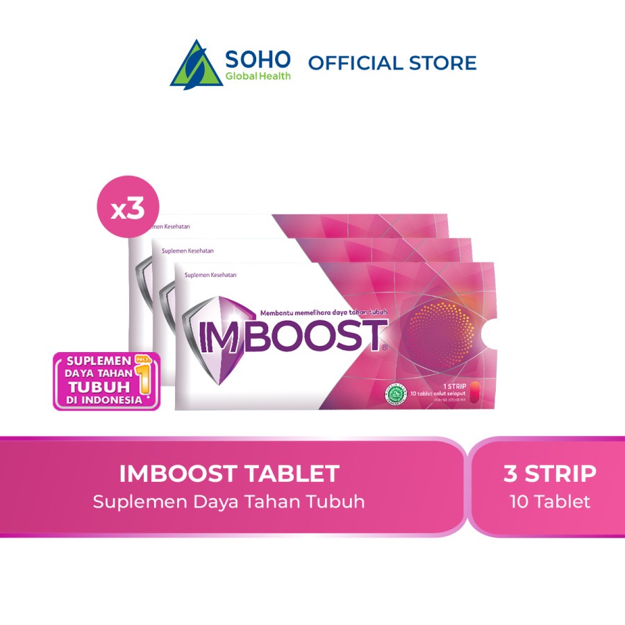Imboost Tablet Suplemen Daya Tahan Tubuh - 1 Strip @10 Tablet - Isi 3 Pack