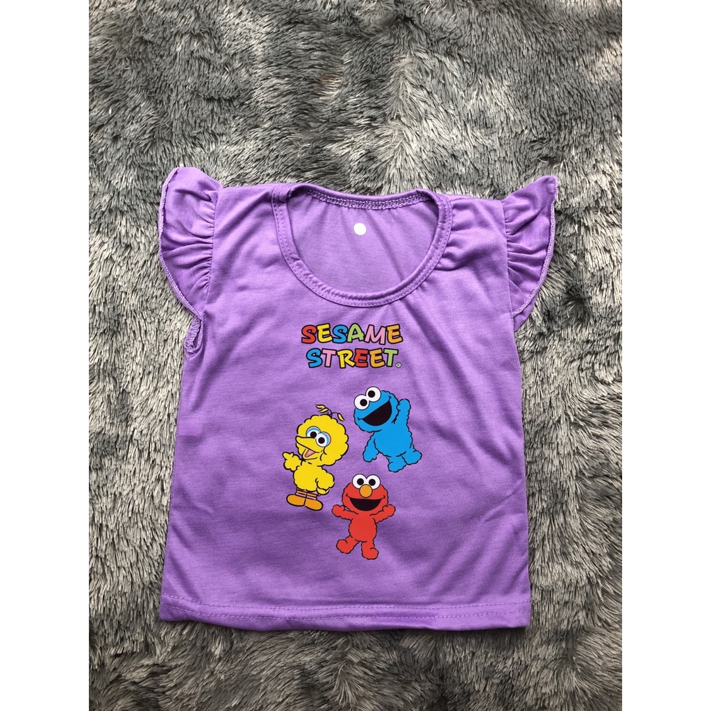 Kaos Anak Perempuan | Kaos Ruffle Tee Elmo Sesame | Baju Anak Perempuan