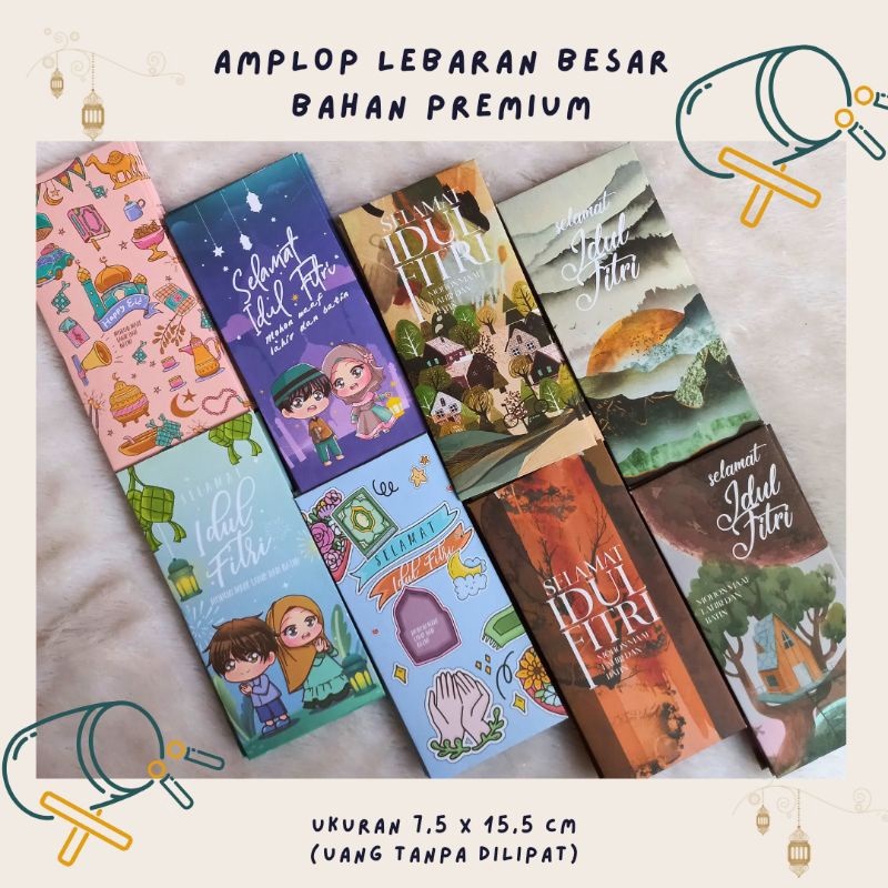 Amplop lebaran premium 150gsm motif kartun grosir eceran isi 8pcs - amplop lebaran aesthetic unik - angpau lebaran idul fitri 2023