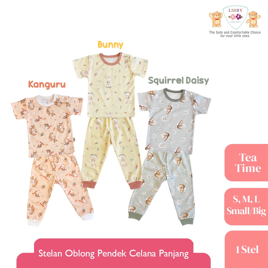 LIBBY Setelan Oblong Pendek-Celana Panjang Motif (1 setel) | Ukuran Besar