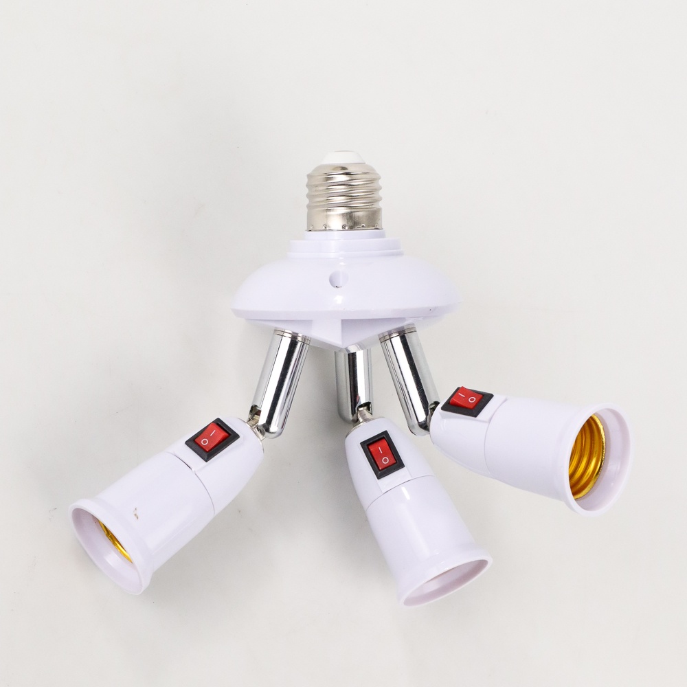 GUI8 Asmtled Fitting Lampu Bohlam Studio Led Cabang 3 With Switch 220v E27 E344 White ORi-I