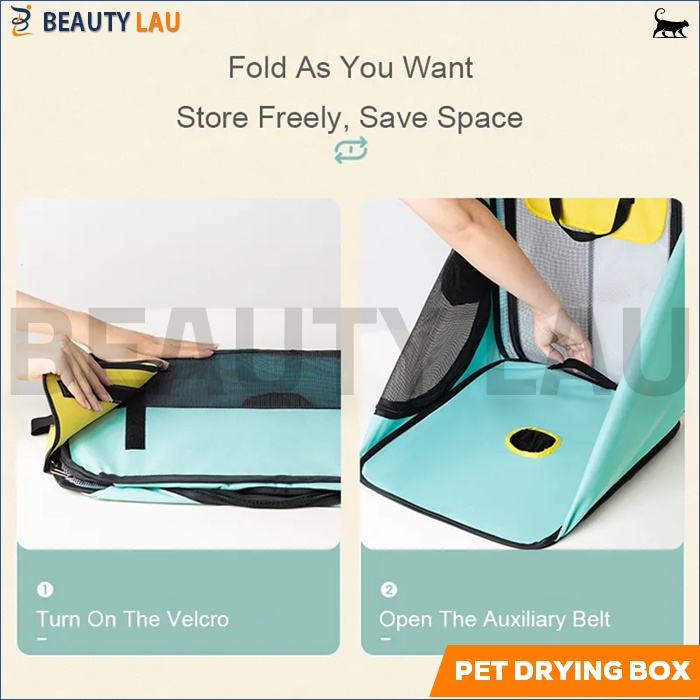 PET DRYER BOX GROOMING HEWAN KANDANG KUCING ANJING LIPAT PORTABLE KOTAK PENGERING BULU KUCING ANJING PET DRYING BOX