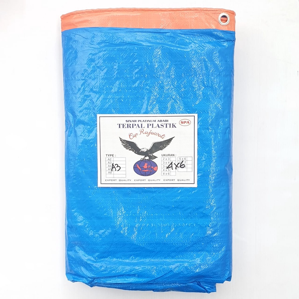 Rajawali ORI 100% Super UV A3 4x5 4x6 Meter BIRU MUDA ORANGE Terpal Plastik PREMIUM Bagus Awet Dan Murah