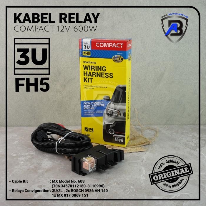 Terlaris Kabel Relay Set Hella Lampu Depan Headlamp H4 Mobil 3 Relay Original
