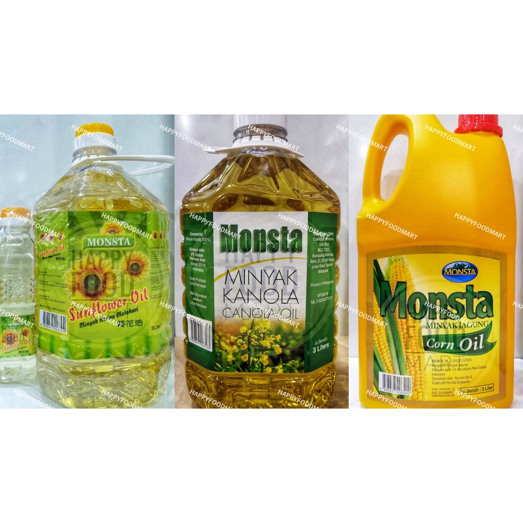 

[PROMO] MONSTA MINYAK SEHAT 3 LITER/CORN OIL/SUNFLOWER OIL/CANOLA OIL/SUN FLOWER/HEALTHY OIL/MINYAK JAGUNG/BUNGA MATAHARI/KANOLA