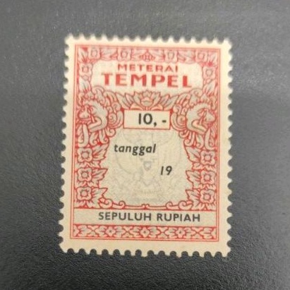 

1 Potong Materai Tempel Tua 10 Rupiah Merah Tahun 1976-1980