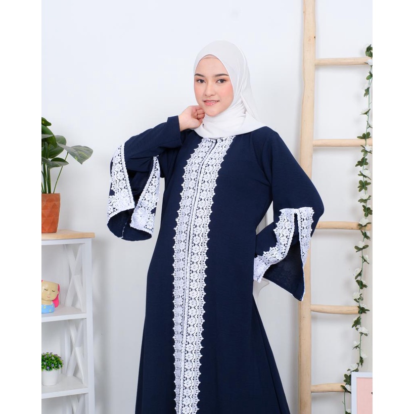 corla abaya crinkle renda premium polos elegan dress muslim kekinian
