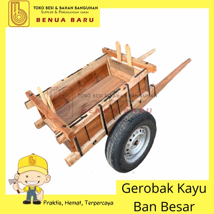 Terlaris Gerobak Pasir Kayu Serbaguna Ban Besar / Gerobak Kayu Ban Mobil