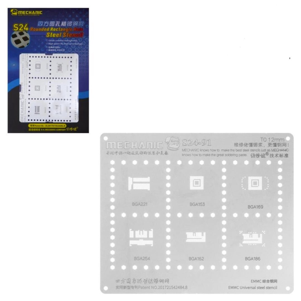 CETAKAN IC MECHANIC S24-91 0.12MM EMMC:BGA221/BGA153/BGA169/BGA254/BGA162/BGA186