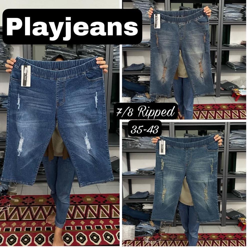 HARGA TERMURAH Celana Wanita 7/8 Jeans Sobek Jumbo Celana Wanita 7/8 Whisker Ripped Jumbo