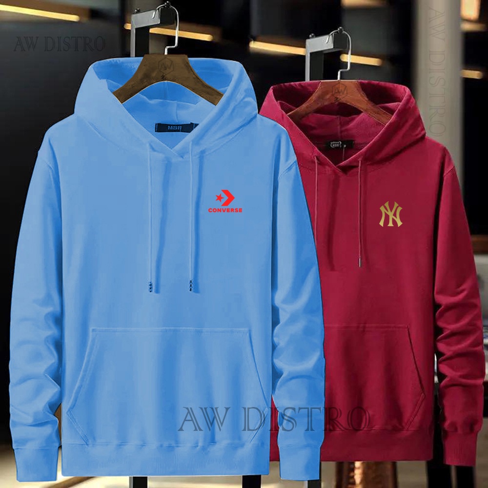 PAKET TERMURAH ( Dapat 2 pics ) Sweater Hoodie Cvs+Ny Text Gold- Red Premium Quality