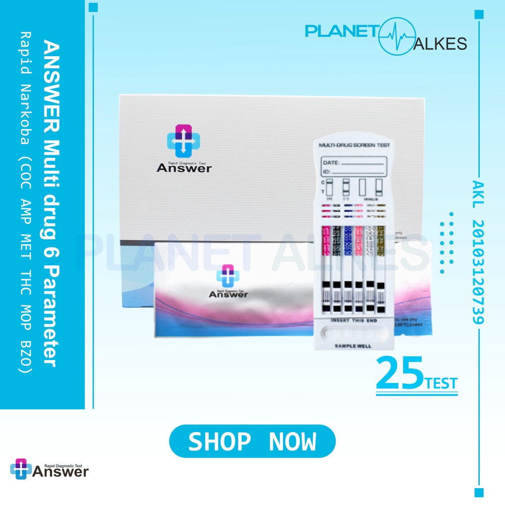 Alat Test Narkoba- 7, 6, 5, 3 Parameter ANSWER Multi Drug 7, 6, 5, 3 Panel 25Test