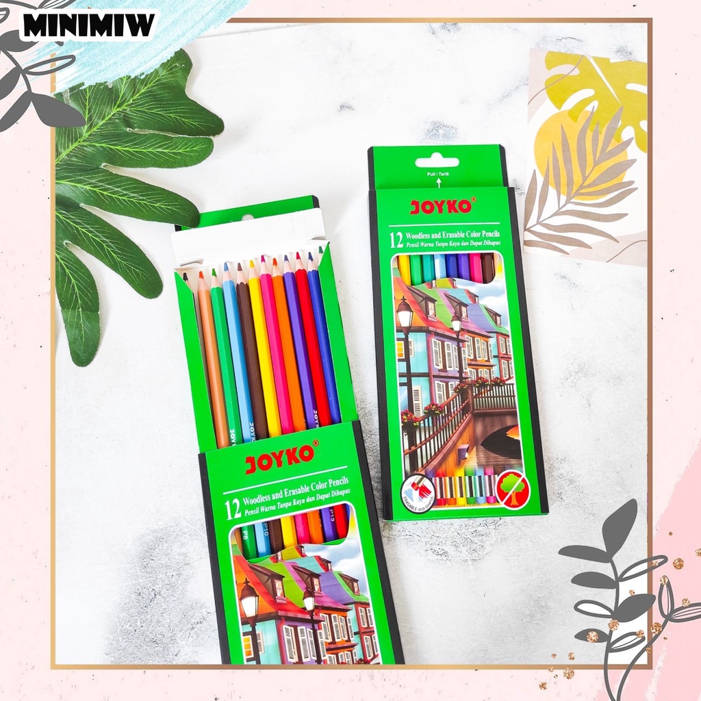 SET PENSIL WARNA JOYKO 12 COLOR ADA HAPUSAN ALAT TULIS MEWARNAI UNIK IMUT MURAH LUCU BY MINIMIW