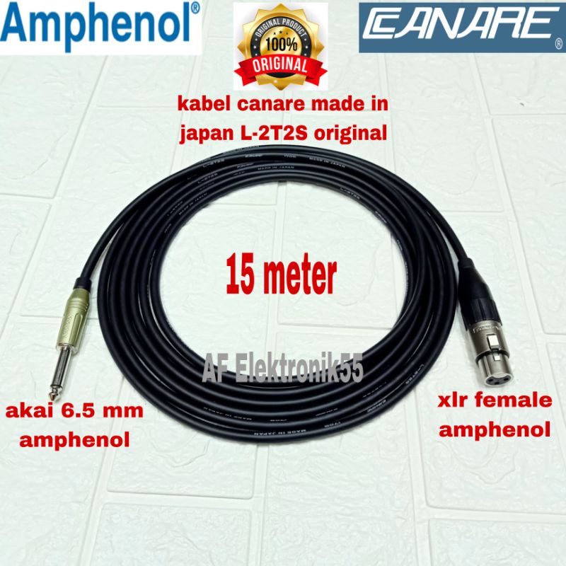 Kabel Microphone Canare Jack XLR Female To Akai 6.5 Mm 15 Meter Ori