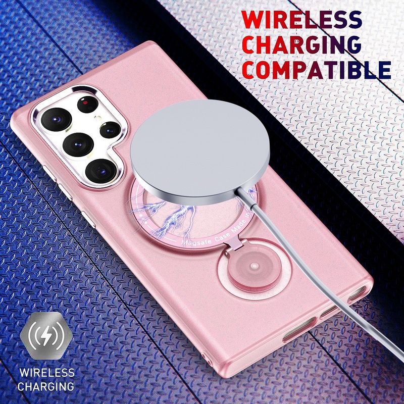 Casing Ponsel Magnetik Plating Cover Pelindung Casing Shell Anti Jatuh Untuk Samsung S21 S22 S23 Ultra Plus