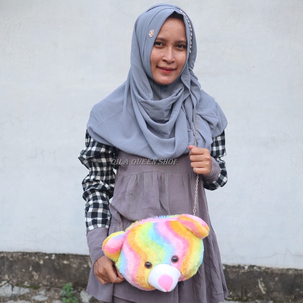 TAS BONEKA BEAR KEPALA KARAKTER, TERLARIS BISA COD