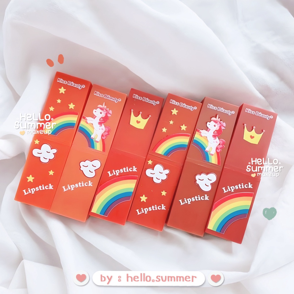 RED RAINBOW UNICORN Matte Lipstick Stick Tahan Lama Kiss Beauty 3.5gr