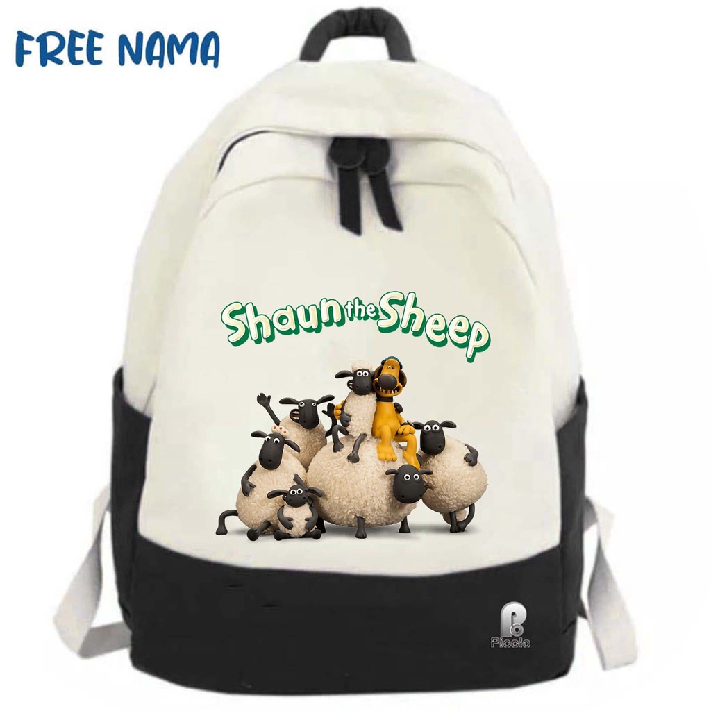 TAS RANSEL BACKPACK ANAK SEKOLAH MOTIF KARTUN SHAUN THE SHEEP UNISEX (FREE NAMA)