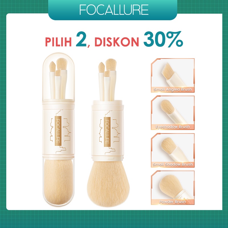 FOCALLURE #ModernUrban Makeup Brush 4pcs/Set  4-In-1 Portable Soft &amp; Durable Makeup Eyeshadow Blush Brushes Kit FA-T02