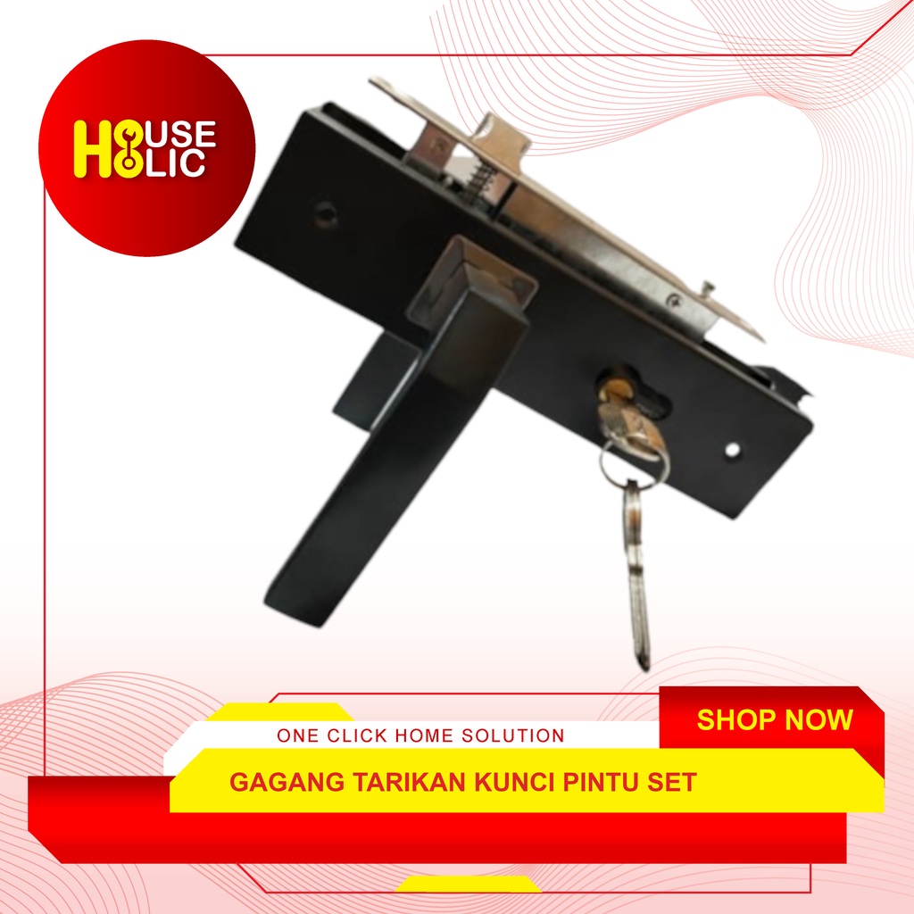 Handel Kunci Pintu Komplit Handle Gagang Tarikan Pintu Rumah Plat Set 017