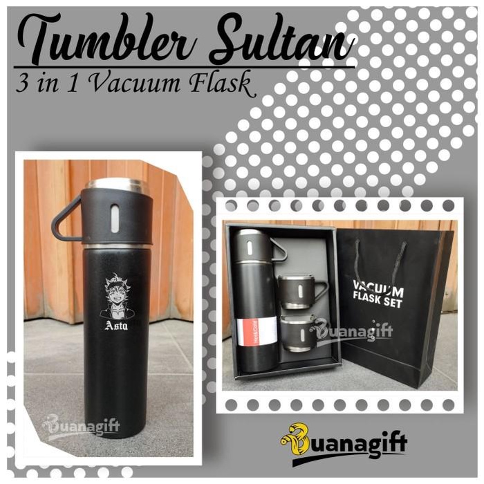 Tumbler Vacum Flask Set Cangkir Termos Sultan 3 in 1 - Buanagift