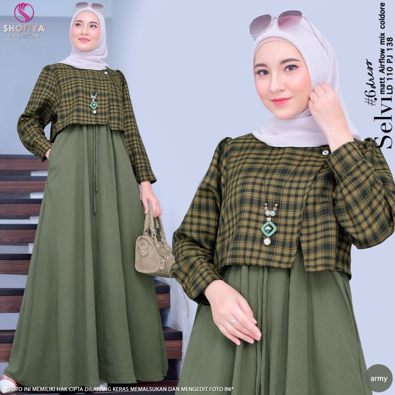 SELVI DRESS ORI SHOFIYA DRESS AIRFLOW POLOS MIX MOTIF KOTAK