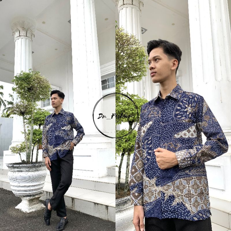 COD//KEMEJA BATIK//KEMEJA BATIK LENGAN PANJANG//KEMEJA BATIK COUPLE NAVY//TERLARIS