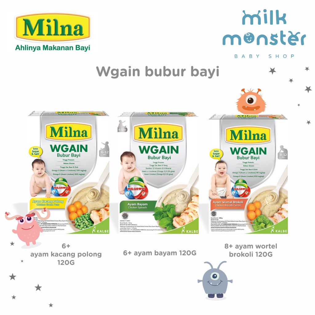 Milna WGAIN Bubur bayi 6 Bulan dan 8 Bulan / Bubur bayi WGAIN Milna