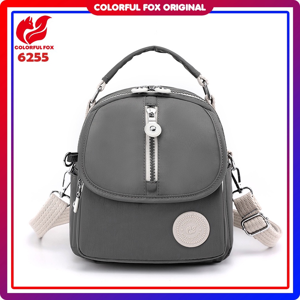 Tas original - Tas wanita colorful fox 6255 tas nilon anti air ransel wanita multifungs style korea