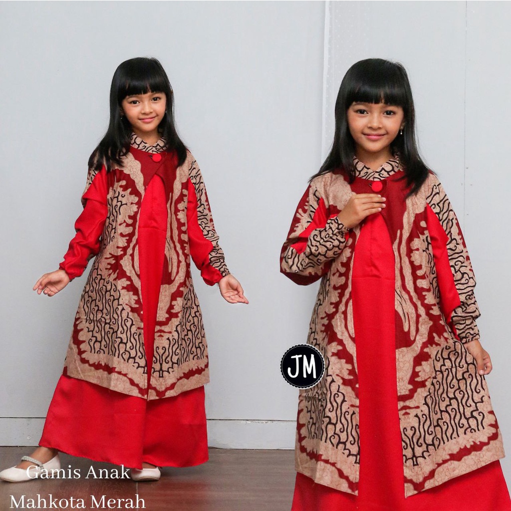 BATIK ANAK 2-15 TAHUN MAHKOTA SOGAN MERAH MARUN FIKS