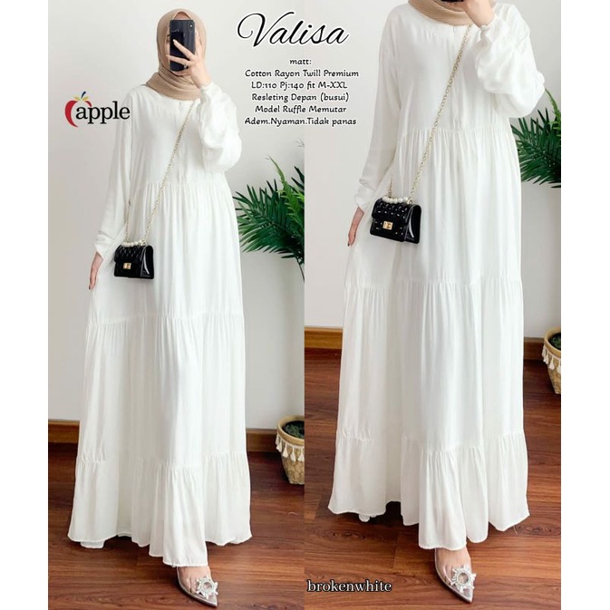 DRESS GAMIS BAJU BUSANA WANITA KATUN RAYON TWILL VALISA ORI BY APPLE PREMIUM ORIGINAL SURAKARTA SOLO