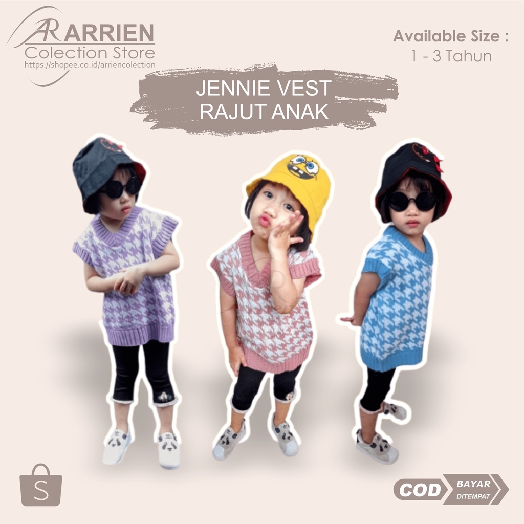 Rompi rompi rajut rompi rajut anak jennie vest jennie vest rajut anak houndstooth vest atasan anak m