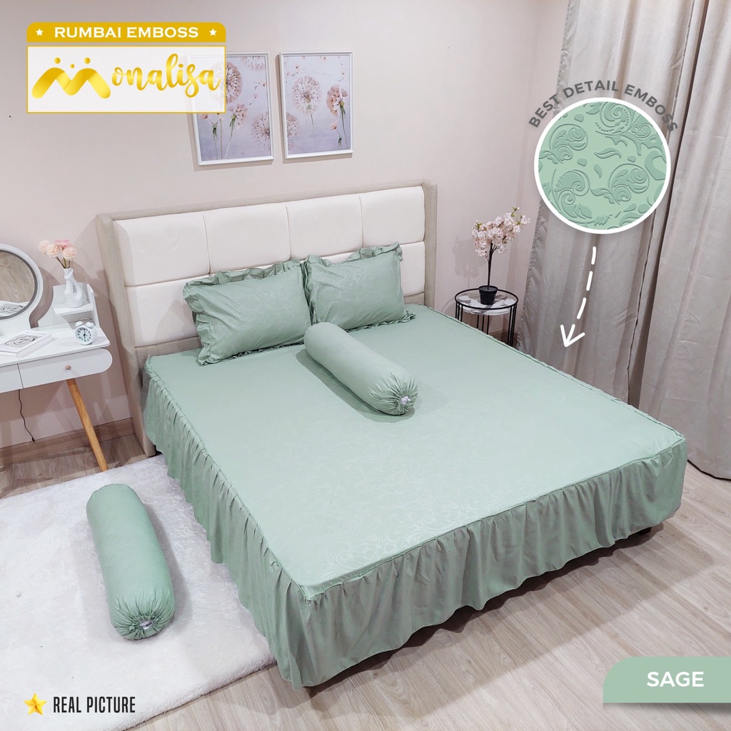 Monalisa Emboss Sprei Rumbai Uk 160/180 - Sage