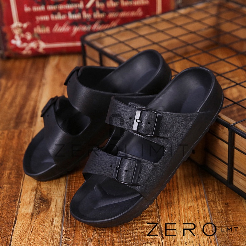 Zerolimit - Sandal Slide Pria Strap Keren Sendal Slop Cowok Nyaman Empuk Sandal Pria Trendy Kekinian