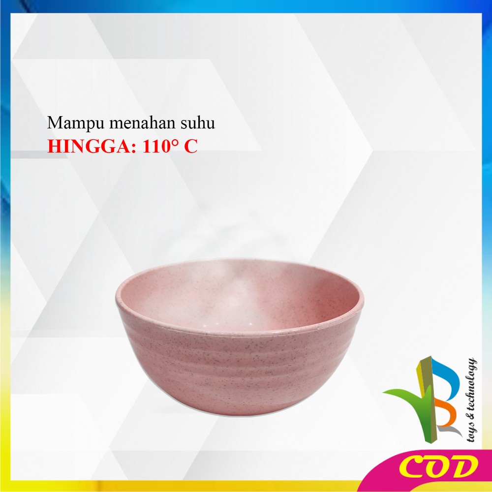 RB-C813 Mangkok Jerami Gandum Set 4PCS 16CM Wheat Straw Bowl Ringan / Alat Makan Mangkuk Plastik Serbaguna