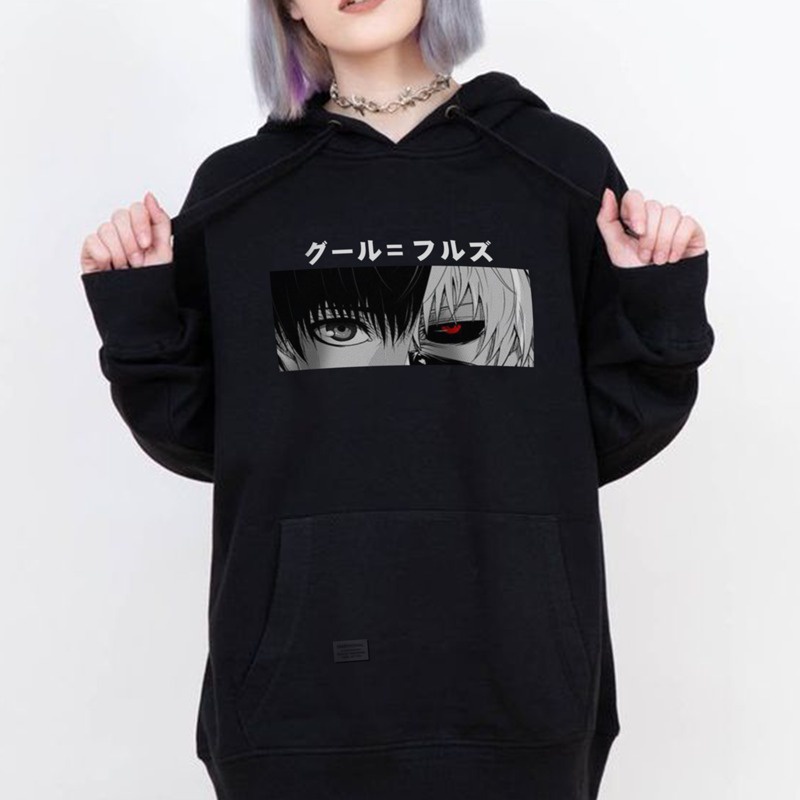 Parisdivarious Sweater Hoodie Jemper Mata Anime Merah Bahan Fleece Size S - XXL (Pria &amp; Wanita)