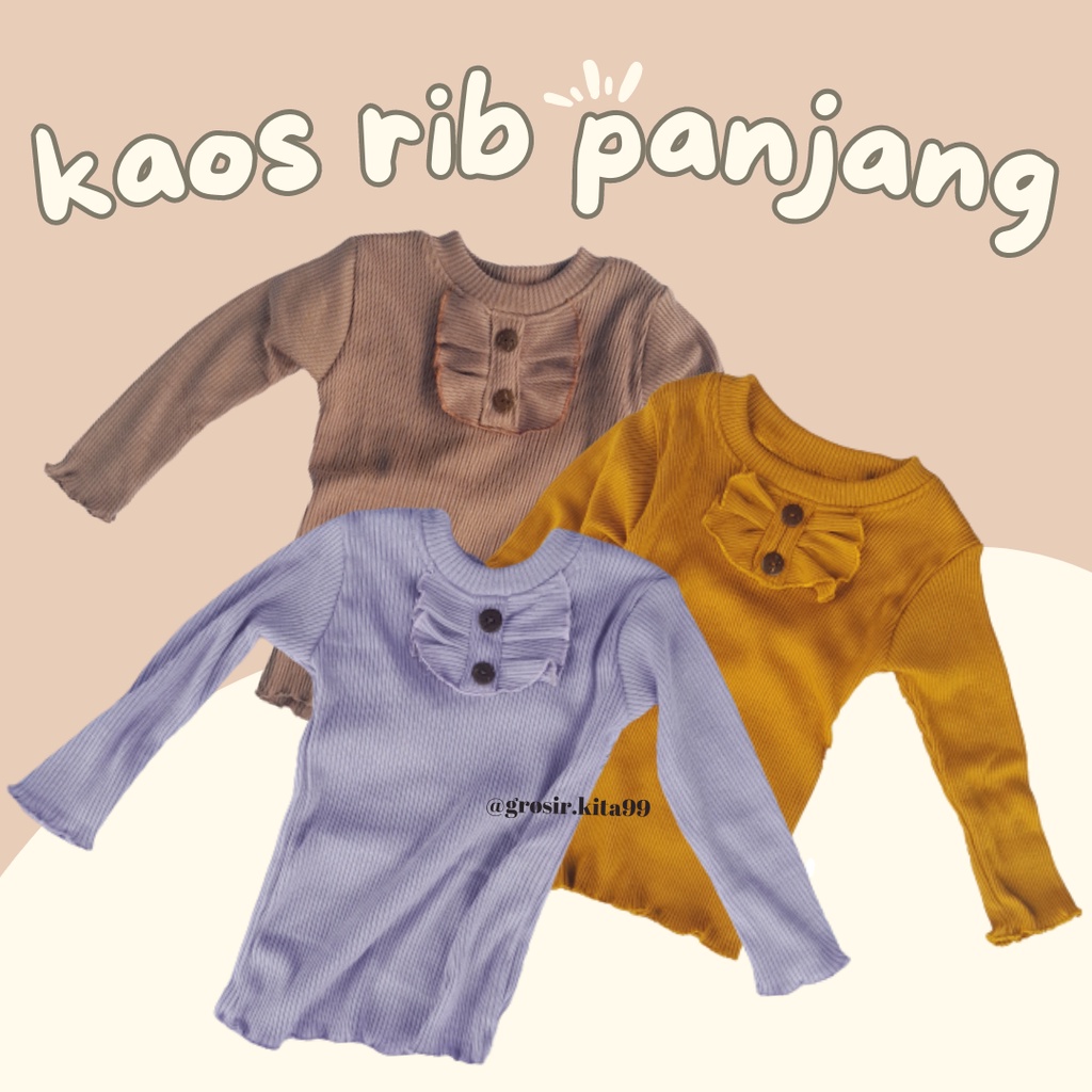 GROSIR Kaos RIB Anak Perempuan Lengan Panjang  / Atasan Anak Perempuan RIB Usia 1-3 TahunTangan Panj