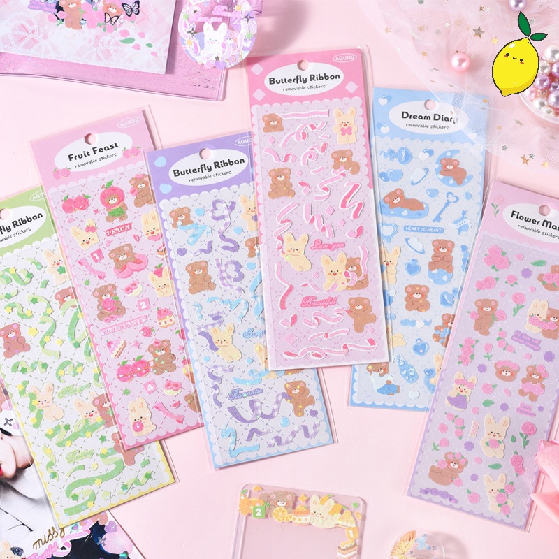 

Stiker Diary Lucu Bunny Bear Buddy Diary Deco Stickers