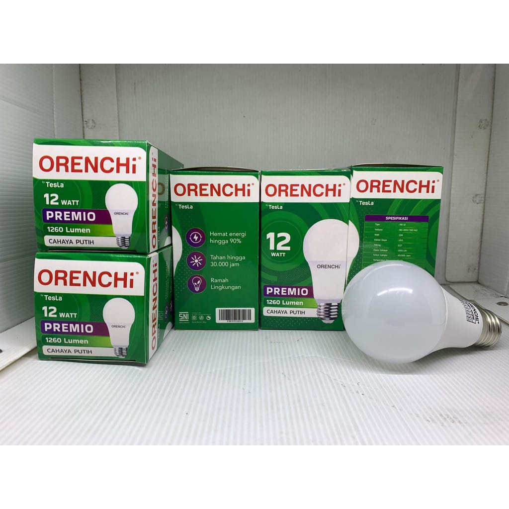 Lampu LED Orenchi Premio 12 Watt Bohlam LED 12 W Cahaya Putih by Tesla