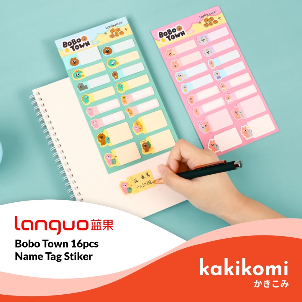

Stiker Tag Nama 16pcs Languo Bobo Town Series Waterproof Name Tag Sticker