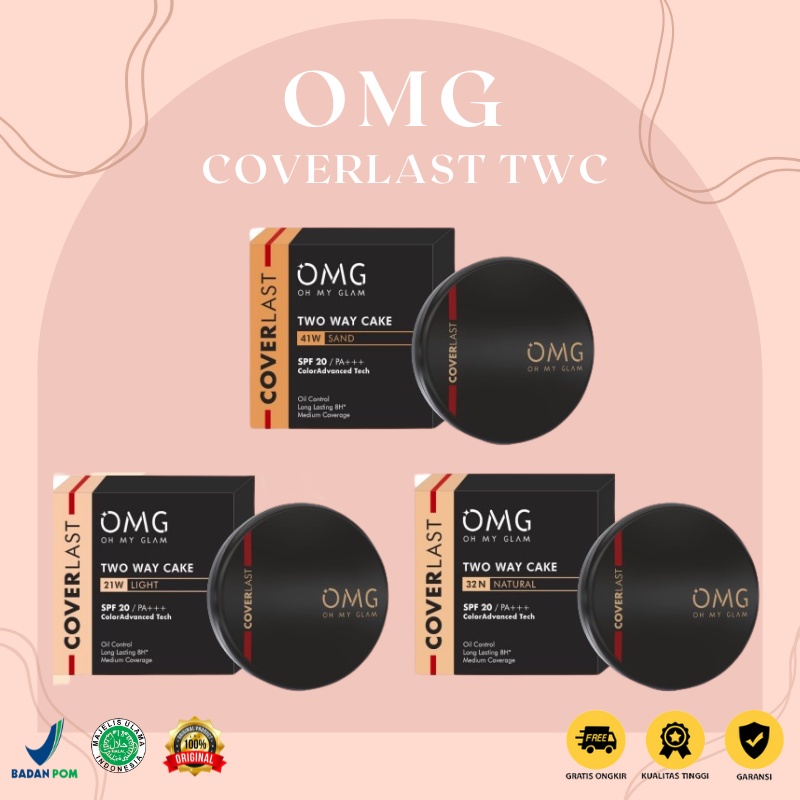 OMG Oh My Glam Coverlast Two Way Cake 12 gr | Bedak Padat Kontrol Minyak Hingga 8 Jam