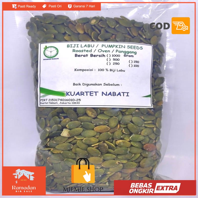 

Pumpkin Seed - Biji Labu Kupas - Oven - Roasted - Matang 500 Gr