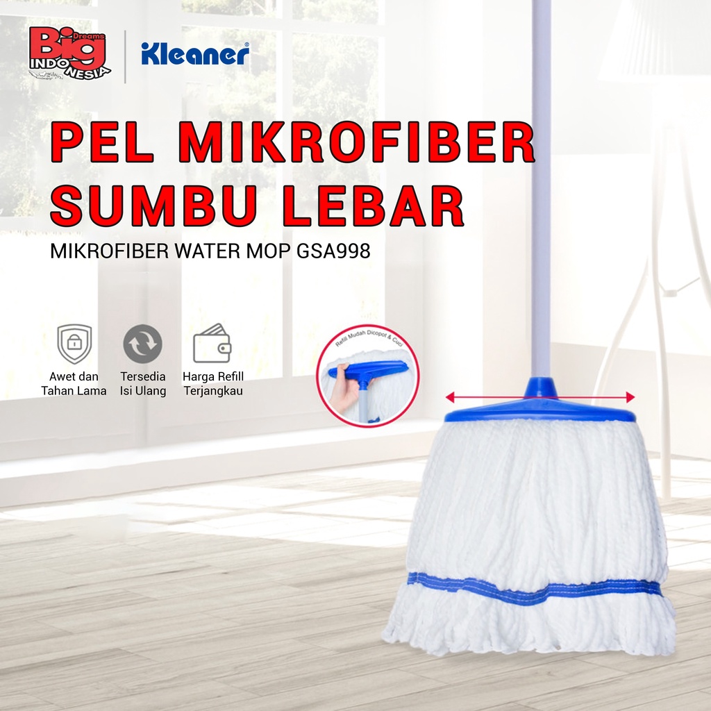 Alat Pel Lantai Microfiber Sumbu Kotak Lebar 21 cm Kleaner GSA998