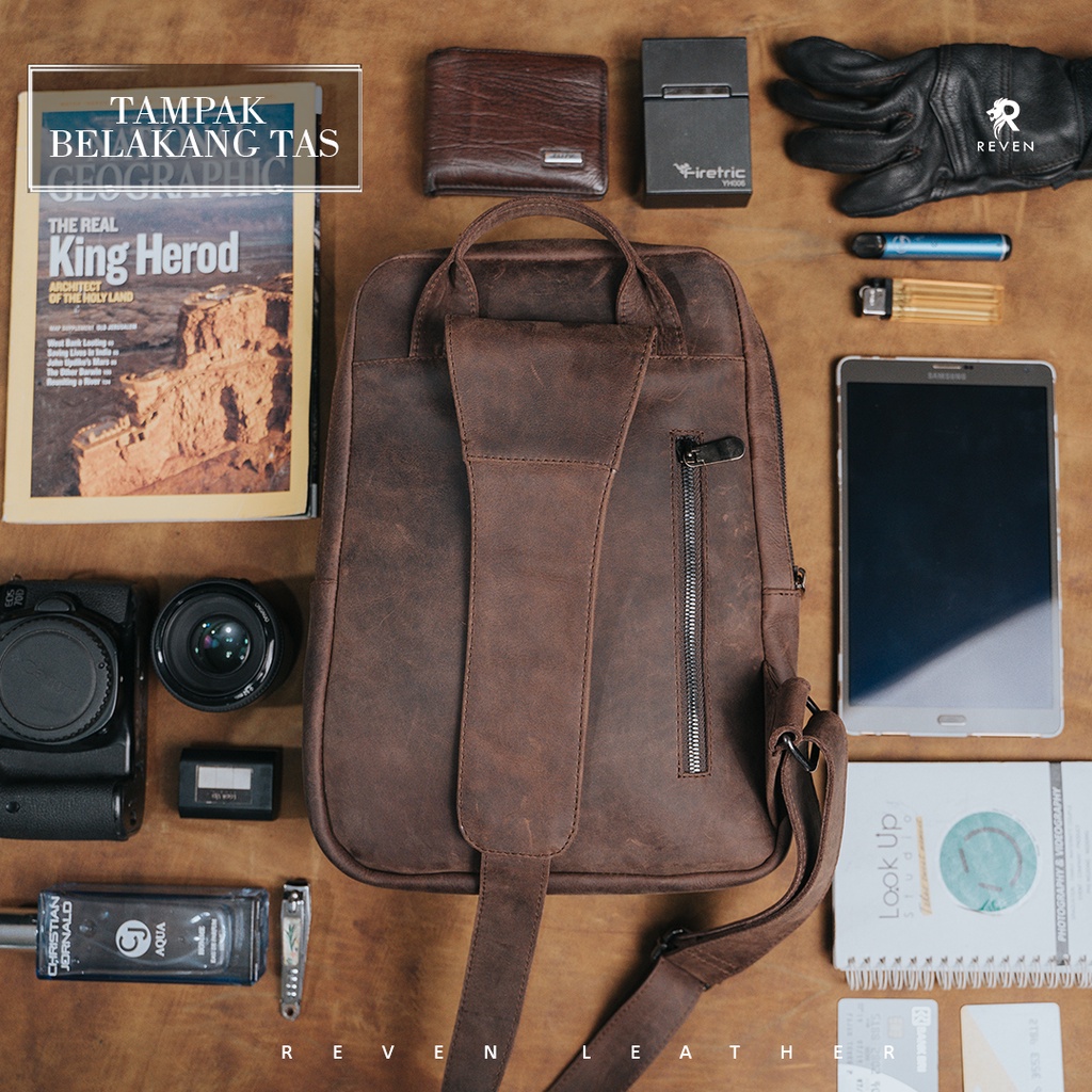 Tas Selempang Besar Pria Muat Tablet Original 100% Kulit Sapi Asli - AMMAR SLINGBAG by Crown Leather