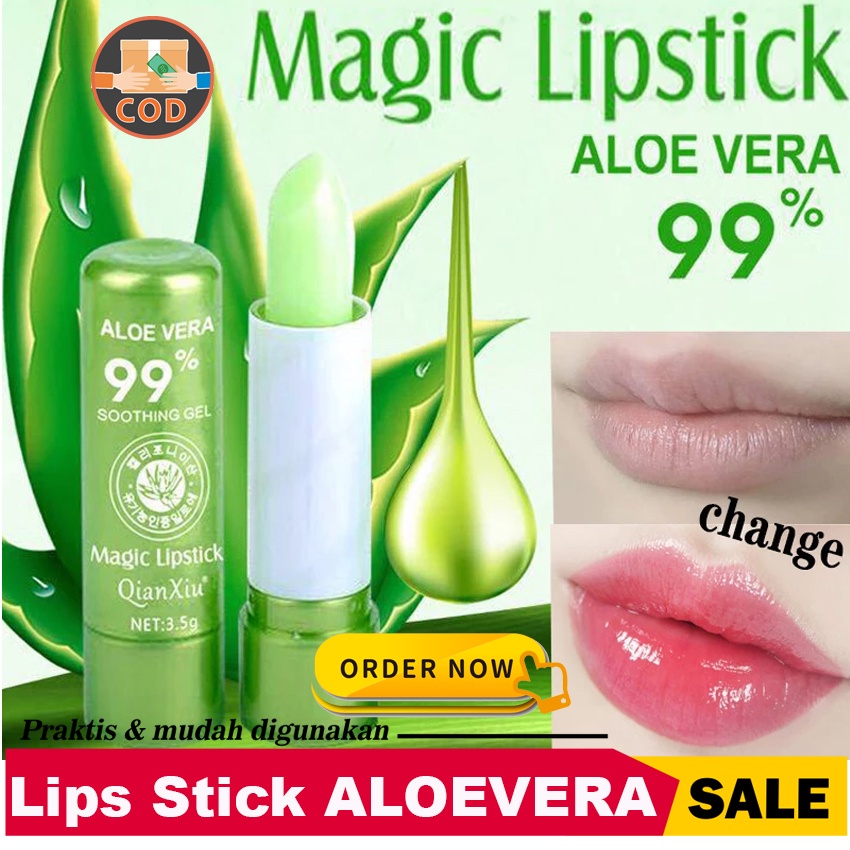 Lip Balm Pelembab Pemerah Bibir ALOE VERA  99% Lipstick Pria Wanita Alami Soothing Gel Nature Lipbalm Lidah Buaya Lipstik Libalm Pembasah Bibir Nourishing Me-Over OC25