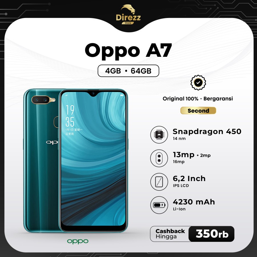 Oppo A7 4/64 GB Second Resmi oppo