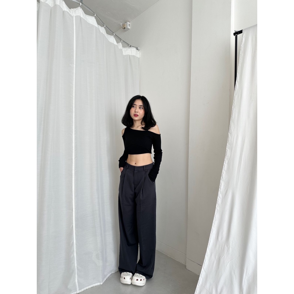 KAREN KNIT TOP - Baju Rajut Wanita / Longsleeve Knit Top / Rib Knit Top Premium / 080 NKD