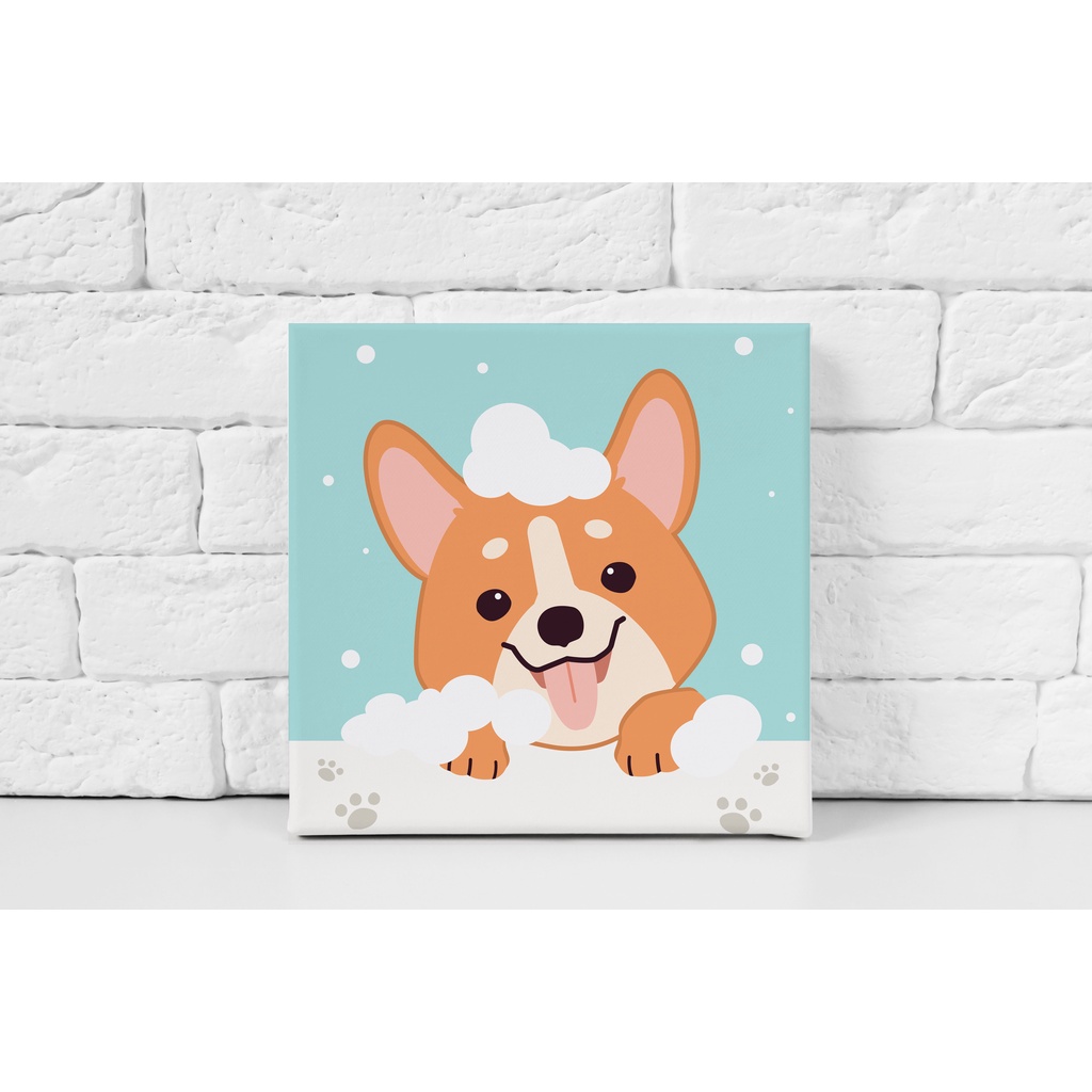 

Paint By Number Kit Motif Anjing DOG BATH TIME Orca Indonesia Kanvas 20 x 20 cm